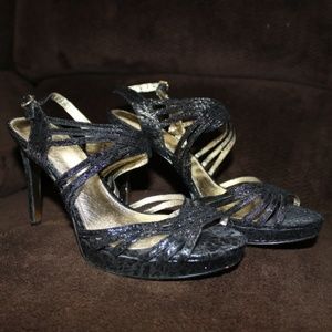 Adrianna Papell Black Heels strappy sparkly